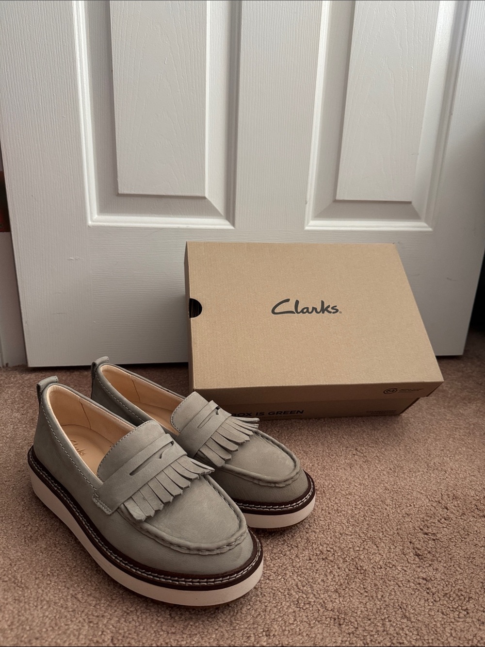 Clarks Women's Gray Suede Kiltie Loafers